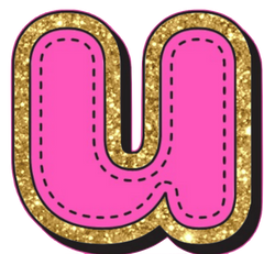 Bright Pink Alphabet trimmed in glittery gold Very Girly!