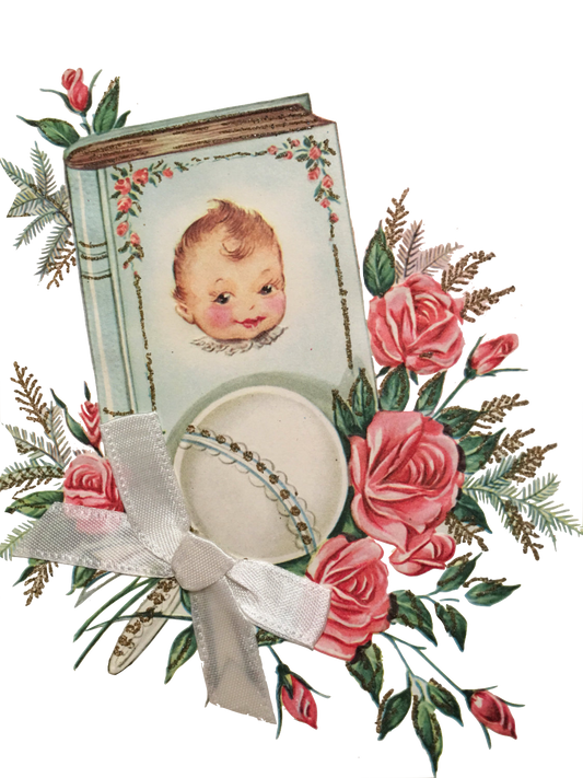 Vintage Baby Book & Rattle Floral