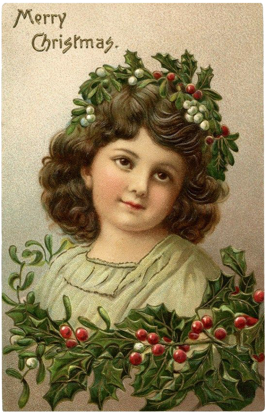 Christmas Girl Vintage Postcard