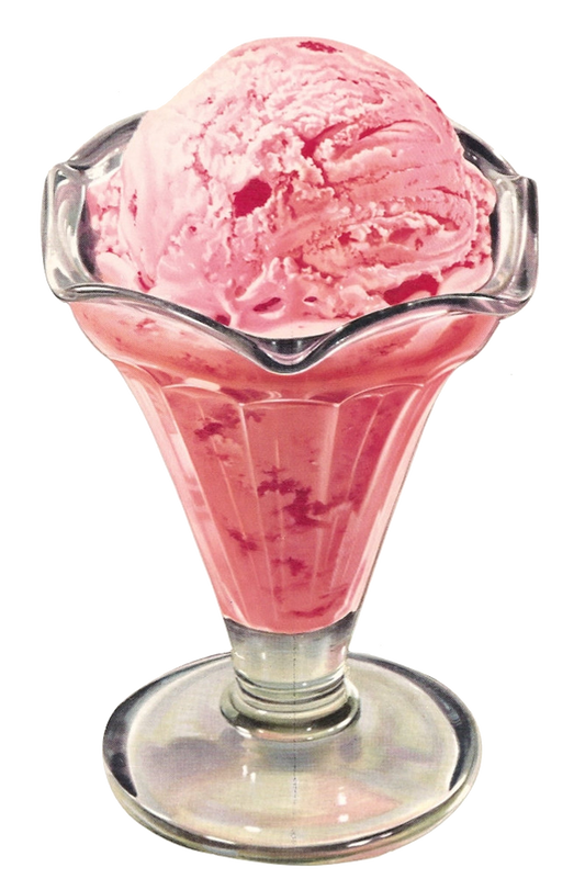 Vintage Ice Cream Sundae - Strawberry Ice cream  Retro Kitchen Diner dessert