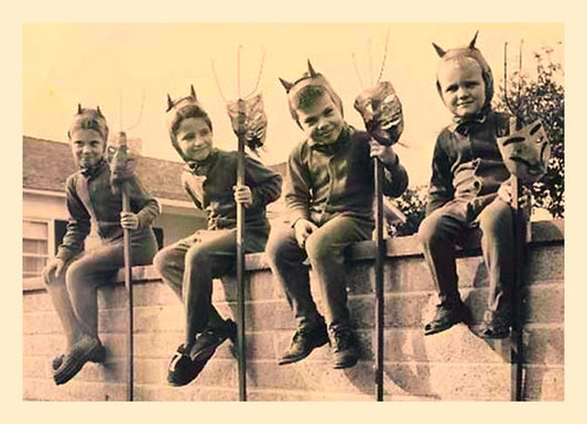Halloween Devils Vintage Costume Kids Photo - Strange Ephemera