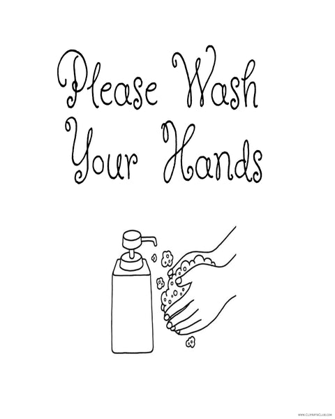 Please Wash Your Hands sign - print - Coloring page or Printable