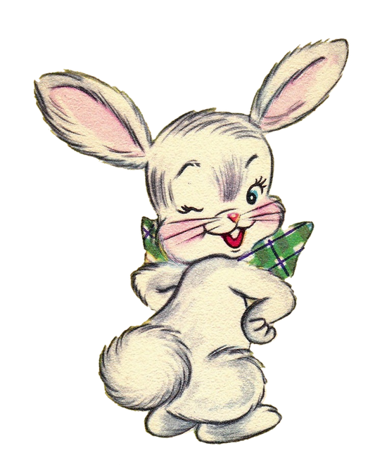 Sassy Winking White Bunny Rabbit