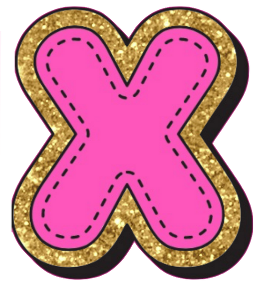 Bright Pink Alphabet trimmed in glittery gold Very Girly!