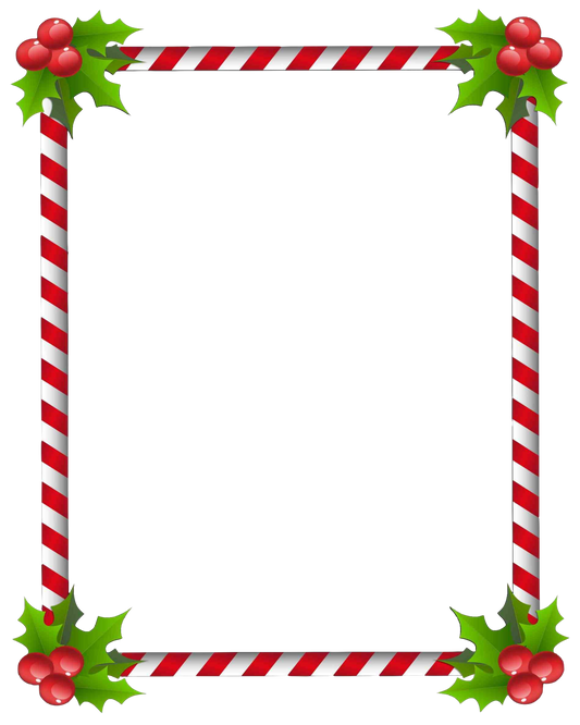 Christmas Border 8x10 Stripes & Ivy - Transparent Border