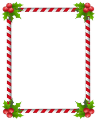 Christmas Border 8x10 Stripes & Ivy - Transparent Border