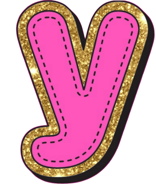 Bright Pink Alphabet trimmed in glittery gold Very Girly!