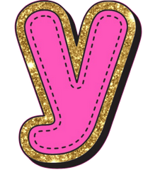 Bright Pink Alphabet trimmed in glittery gold Very Girly!