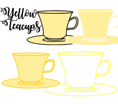 4 Yellow Teacups 4 separate images each different