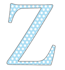 A-Z 26 Images - LOWERCASE Baby Blue Polkadots Alphabet Set