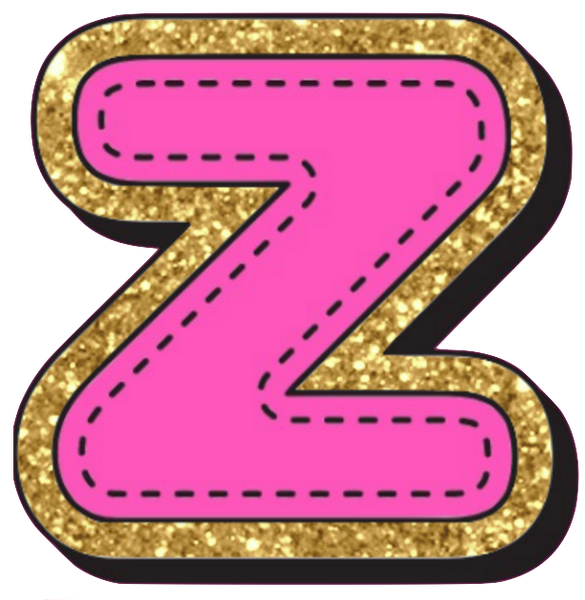 Bright Pink Alphabet trimmed in glittery gold Very Girly!