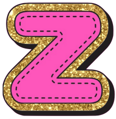 Bright Pink Alphabet trimmed in glittery gold Very Girly!