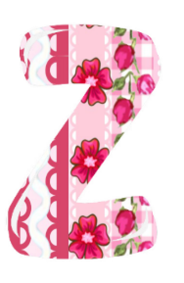 Baby Girl Pink Shabby Chic Quilt - Alphabet Letters in  Pink Flowers & Roses 26 Images